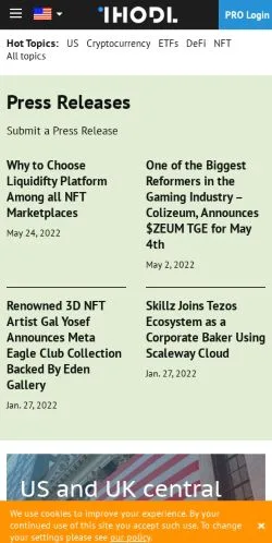 Preview of the ihodl website, a media outlet in United States for sponsored articles