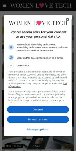 Anteprima del sito Women Love Tech, media di Stati Uniti per articoli sponsorizzati