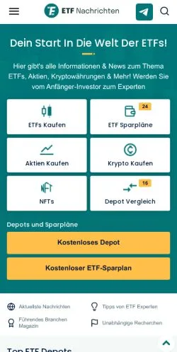 Podgląd witryny ETF Nachrichten, medium z kraju Niemcy do artykułów sponsorowanych