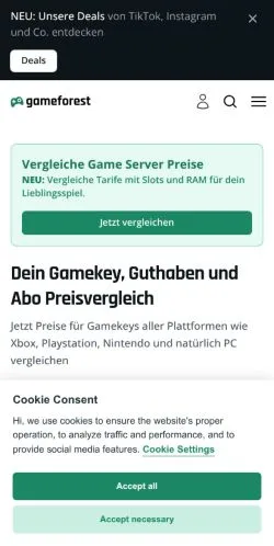 Aperçu du site Gameforest, média de Allemagne pour articles sponsorisés