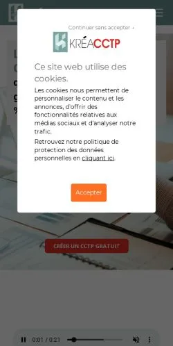 Anteprima del sito KréaCCTP, media di Francia per articoli sponsorizzati