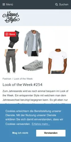 Podgląd witryny Männer-Style, medium z kraju Niemcy do artykułów sponsorowanych