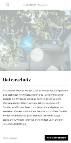 Podgląd witryny Geheimtipp München, medium z kraju Niemcy do artykułów sponsorowanych