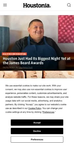 Anteprima del sito Houstonia Magazine, media di Stati Uniti per articoli sponsorizzati