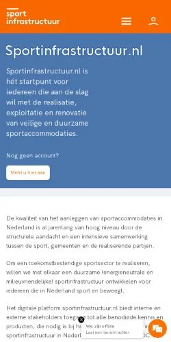 Pré-visualização do site Sportinfrastructuur.nl, meio de Países Baixos para artigos patrocinados