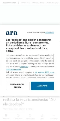 Pré-visualização do site Diari ARA, meio de Estados Unidos para artigos patrocinados