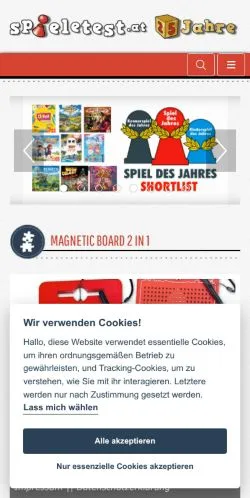 Podgląd witryny Spieletest.at, medium z kraju Austria do artykułów sponsorowanych