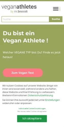 Podgląd witryny Vegan Athletes, medium z kraju Niemcy do artykułów sponsorowanych