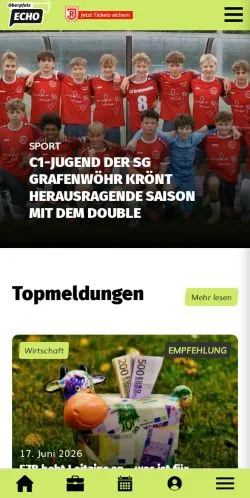 Anteprima del sito OberpfalzECHO, media di Germania per articoli sponsorizzati