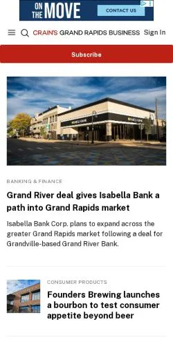 Anteprima del sito Crain's Grand Rapids, media di Stati Uniti per articoli sponsorizzati