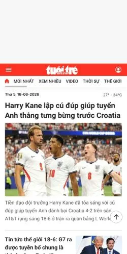 Anteprima del sito Tuổi Trẻ, media di Vietnam per articoli sponsorizzati