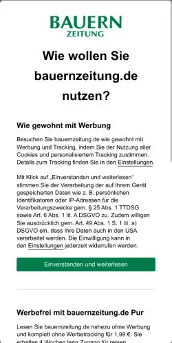 Anteprima del sito BAUERNZEITUNG, media di Germania per articoli sponsorizzati