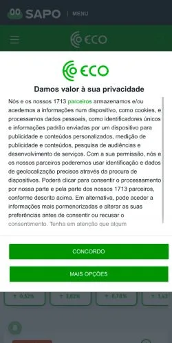 Anteprima del sito ECO, media di Portogallo per articoli sponsorizzati