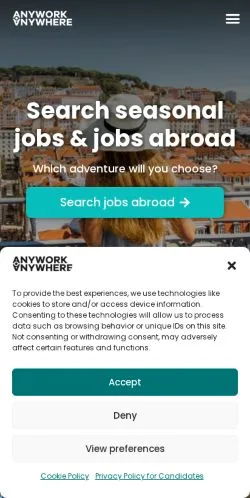 Sponsorlu makaleler için Amerika Birleşik Devletleri medyası Anywork Anywhere sitesinin önizlemesi
