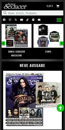 Preview of the Sonic Seducer website, a media outlet in Germany for sponsored articles