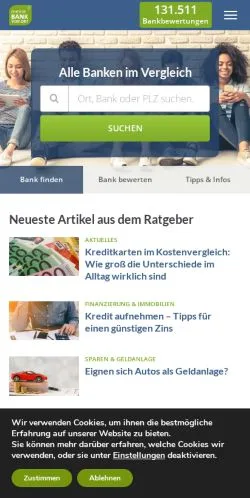 Podgląd witryny Meine Bank Vor Ort, medium z kraju Niemcy do artykułów sponsorowanych