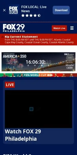 Forhåndsvisning av nettstedet FOX 29 Philadelphia, medium fra USA for sponsede artikler