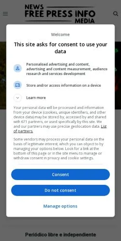 스폰서 기사용 스페인 매체 Free Press Info 사이트 미리보기
