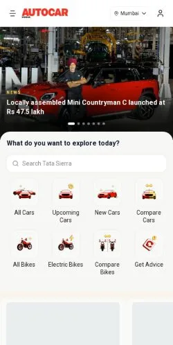Podgląd witryny Autocar India, medium z kraju Stany Zjednoczone do artykułów sponsorowanych