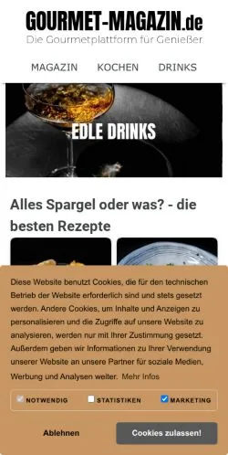 Podgląd witryny GOURMETmagazin, medium z kraju Niemcy do artykułów sponsorowanych