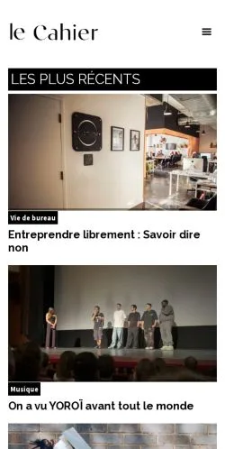 Aperçu du site Le Cahier, média de Canada pour articles sponsorisés
