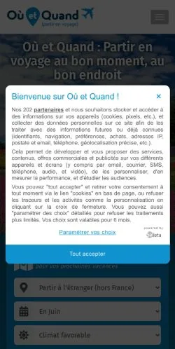 Anteprima del sito Où Et Quand, media di Francia per articoli sponsorizzati