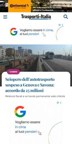 Anteprima del sito Trasporti-Italia, media di Italia per articoli sponsorizzati