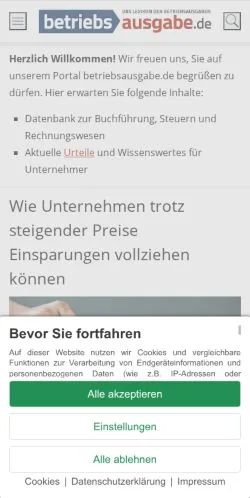 Anteprima del sito Betriebsausgabe, media di Germania per articoli sponsorizzati