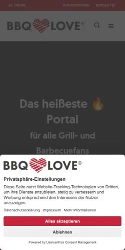 Vista previa del sitio BBQ.LOVE, medio de Alemania para artículos patrocinados