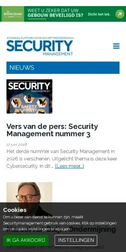 Forhåndsvisning av nettstedet Security Management, medium fra Nederland for sponsede artikler