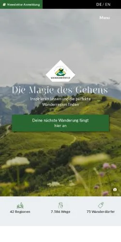 スポンサード記事向けのオーストリアメディア、Österreichs Wanderdörferのサイトプレビュー