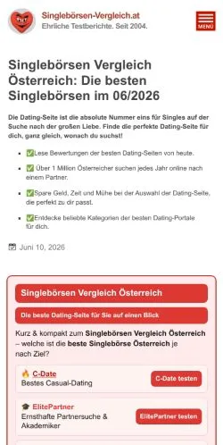 Anteprima del sito Singlebörsen Vergleich Österreich, media di Austria per articoli sponsorizzati