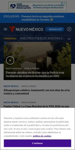 Anteprima del sito Telemundo Nuevo México, media di Spagna per articoli sponsorizzati
