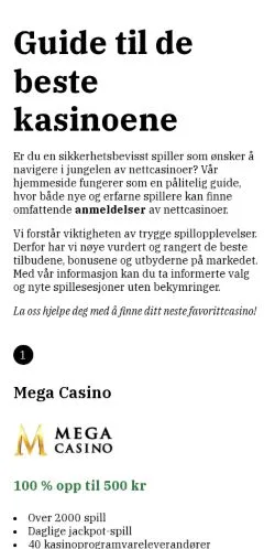 Anteprima del sito casinohuset.com, media di Norvegia per articoli sponsorizzati
