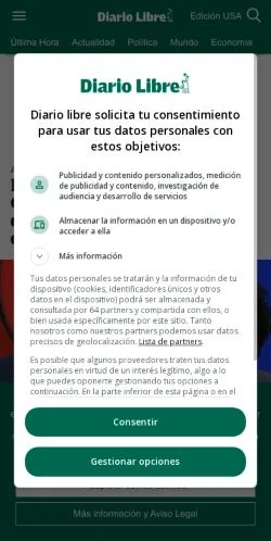 스폰서 기사용 도미니카 공화국 매체 Diario Libre 사이트 미리보기