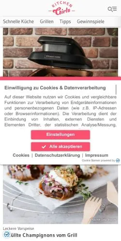 Anteprima del sito Kitchengirls, media di Germania per articoli sponsorizzati