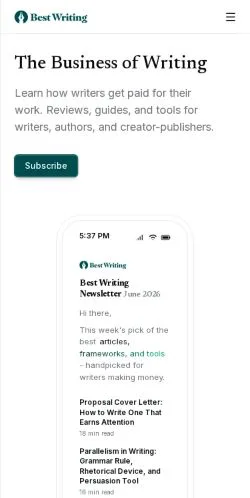Sponsorlu makaleler için Amerika Birleşik Devletleri medyası Best Writing sitesinin önizlemesi