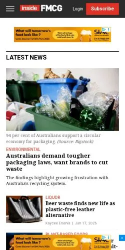 Vorschau der Website Inside FMCG, Medium aus Australien für gesponserte Artikel