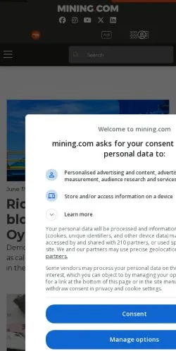 Pré-visualização do site Mining, meio de Estados Unidos para artigos patrocinados