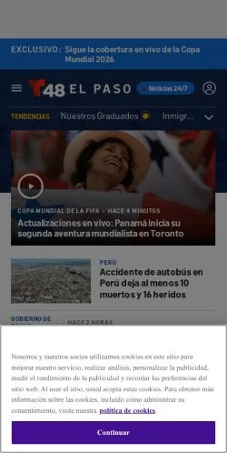 Aperçu du site Telemundo 48 El Paso, média de Espagne pour articles sponsorisés