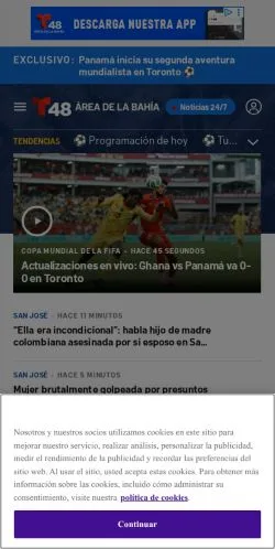 Podgląd witryny Telemundo 48 Area de la Bahía, medium z kraju Hiszpania do artykułów sponsorowanych
