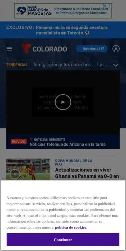 Anteprima del sito Telemundo Denver, media di Spagna per articoli sponsorizzati