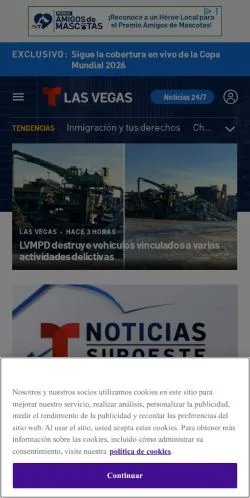 Anteprima del sito Telemundo Las Vegas, media di Spagna per articoli sponsorizzati