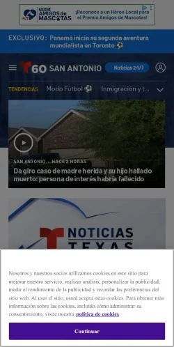 Podgląd witryny Telemundo 60 San Antonio, medium z kraju Hiszpania do artykułów sponsorowanych