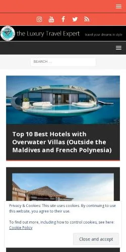 Anteprima del sito Luxury Travel Expert, media di Stati Uniti per articoli sponsorizzati