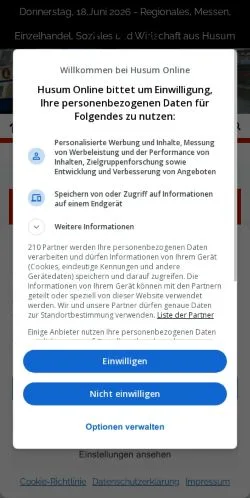Anteprima del sito Husum Online, media di Germania per articoli sponsorizzati
