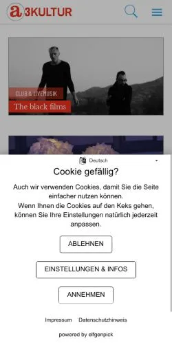 Podgląd witryny A3Kultur, medium z kraju Niemcy do artykułów sponsorowanych