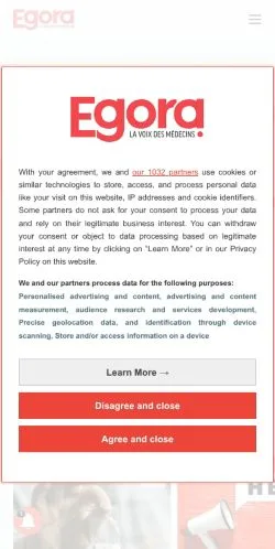 スポンサード記事向けのフランスメディア、Egoraのサイトプレビュー