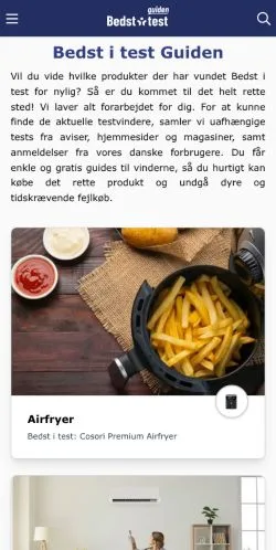 Pré-visualização do site Bedst i test Guiden 2026, meio de Dinamarca para artigos patrocinados