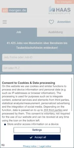 Anteprima del sito Jobmorgen, media di Germania per articoli sponsorizzati
